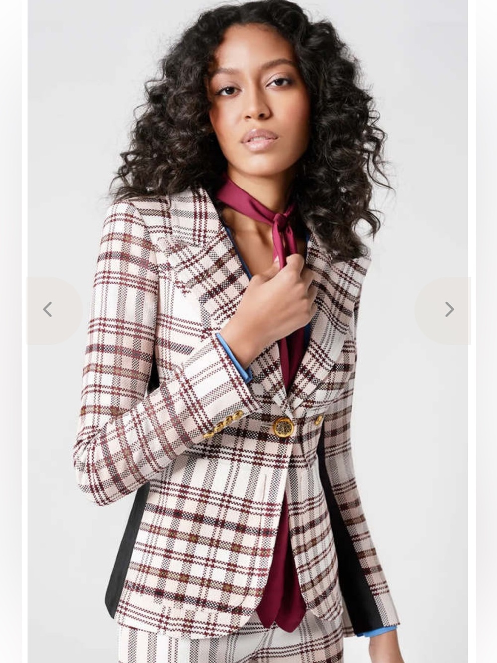 SMYTHE PATCH POCKET TUXEDO STRIPE BLAZER - BLUSH PLAID/BLACK Size 12
